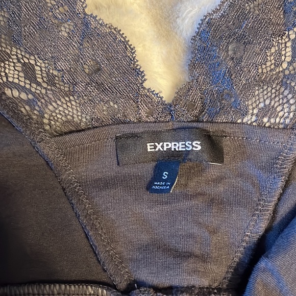 Express Ruched Dress Gray with Lace sz small - Picture 5 of 6